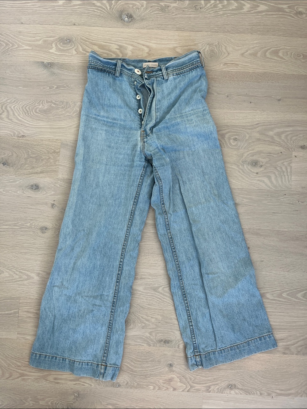 Jesse Kamm Light Blue Wide-Leg Button-Fly Jeans